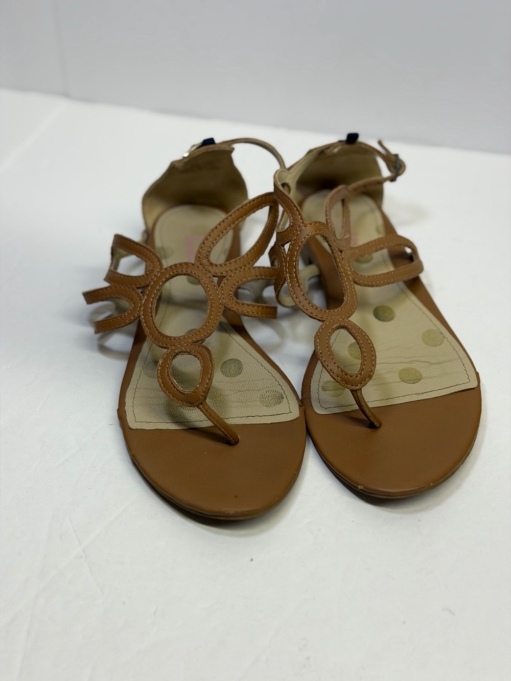 Brown Women's T-Strap‎ Sandals side buckle size 37